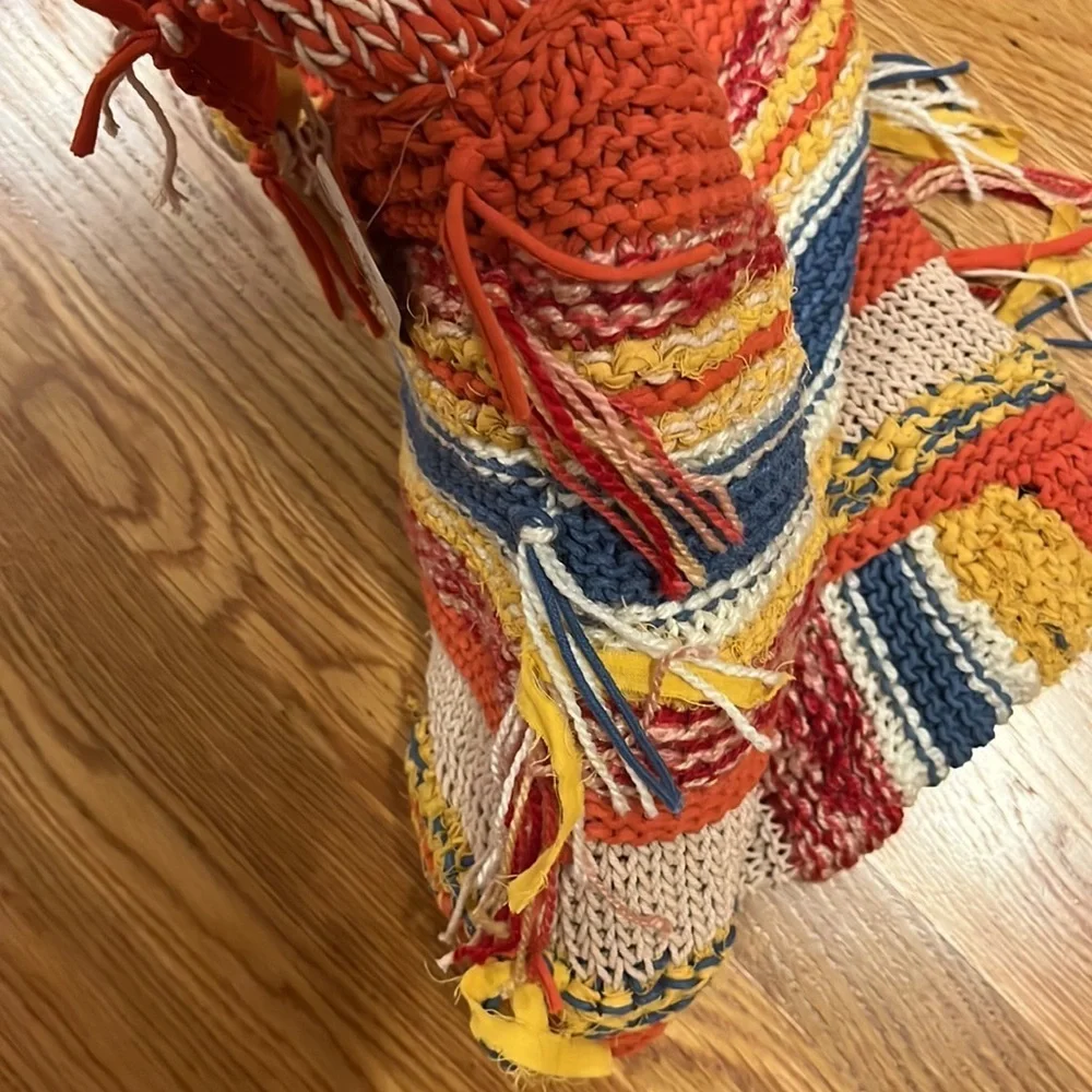 NWT Free People Northbound Hobo Bag Cotton Crochet Multicolor Shoulder Bag Tote